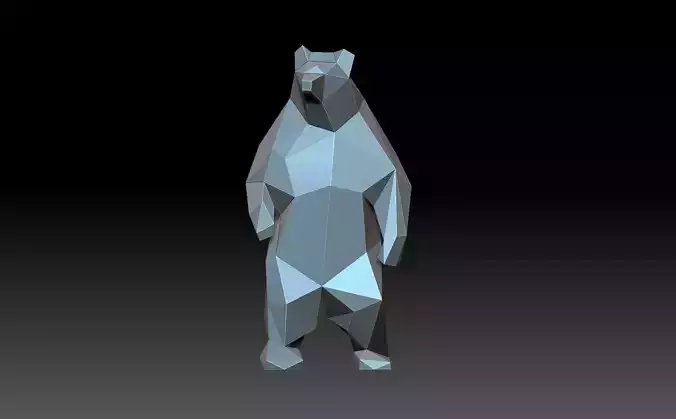 Lowpoly bear polygonal 3D print model