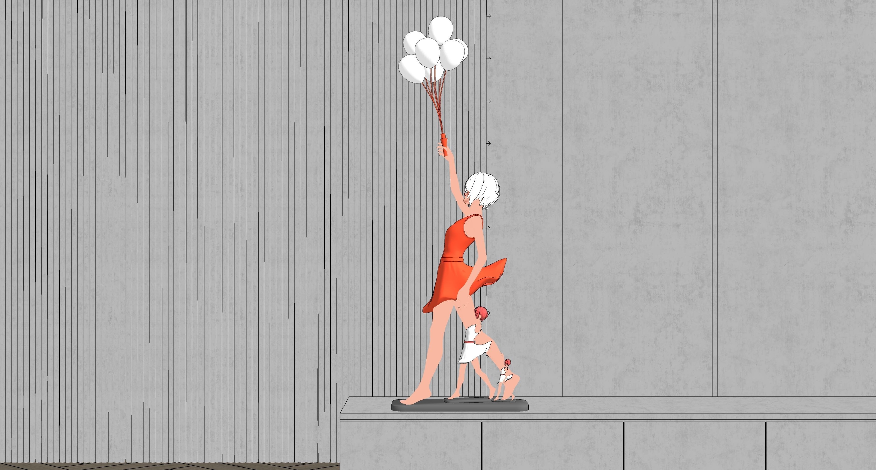 modern creative female sculpture 3D model_1