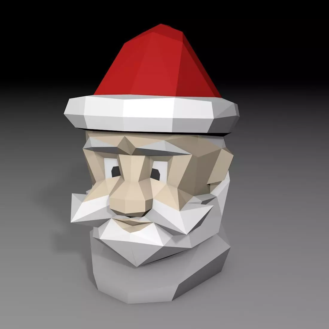 Low poly santa claus head 3D print model_0
