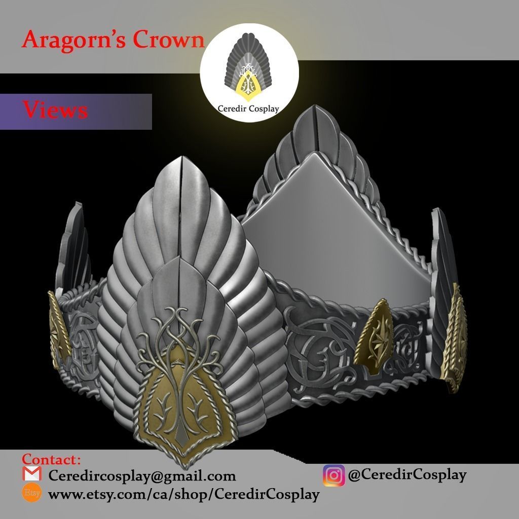 Aragorn Crown - King Elessar Crown 3D print model_3