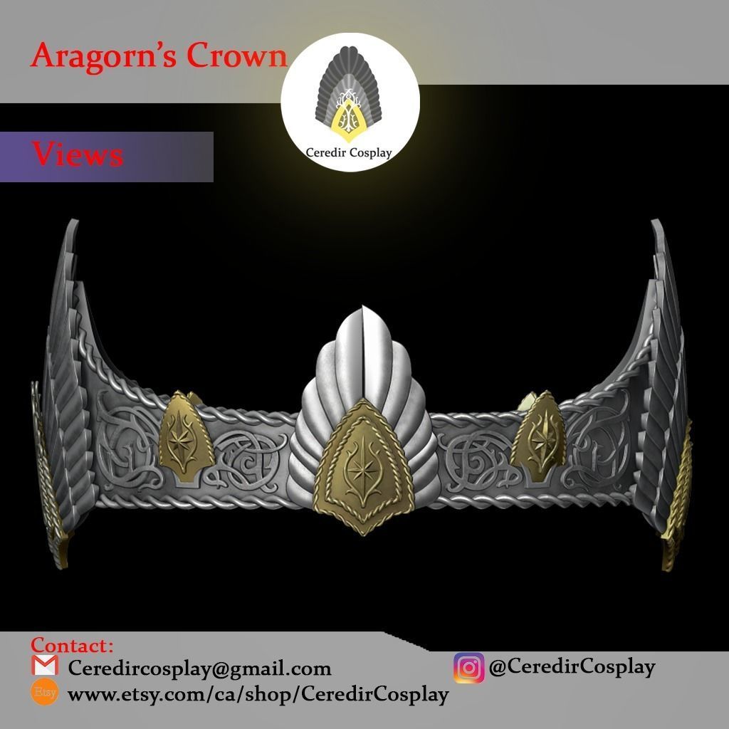 Aragorn Crown - King Elessar Crown 3D print model_2