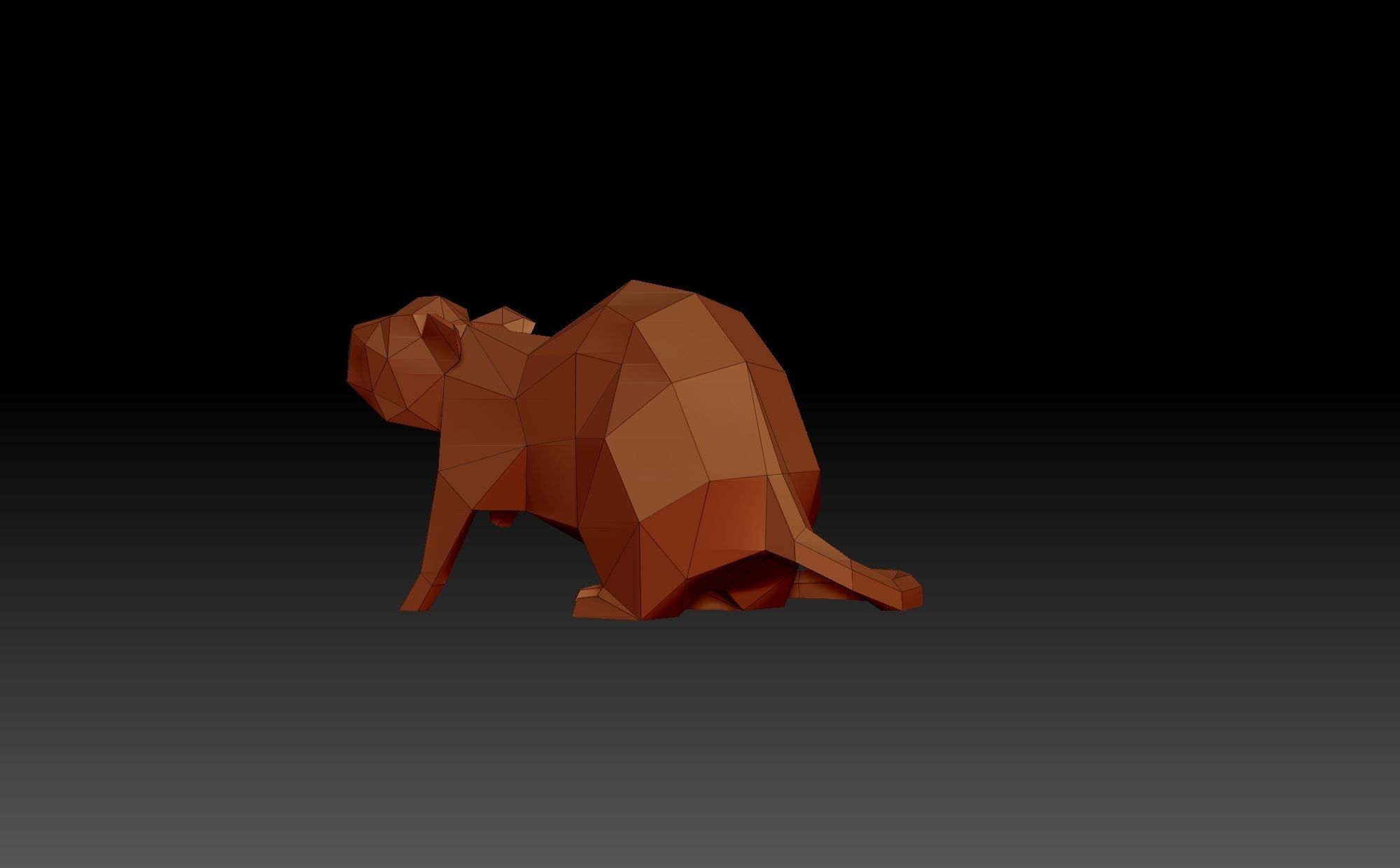 Low poly rat origami 3D print model_4