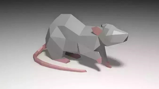 Low poly rat origami 3D print model