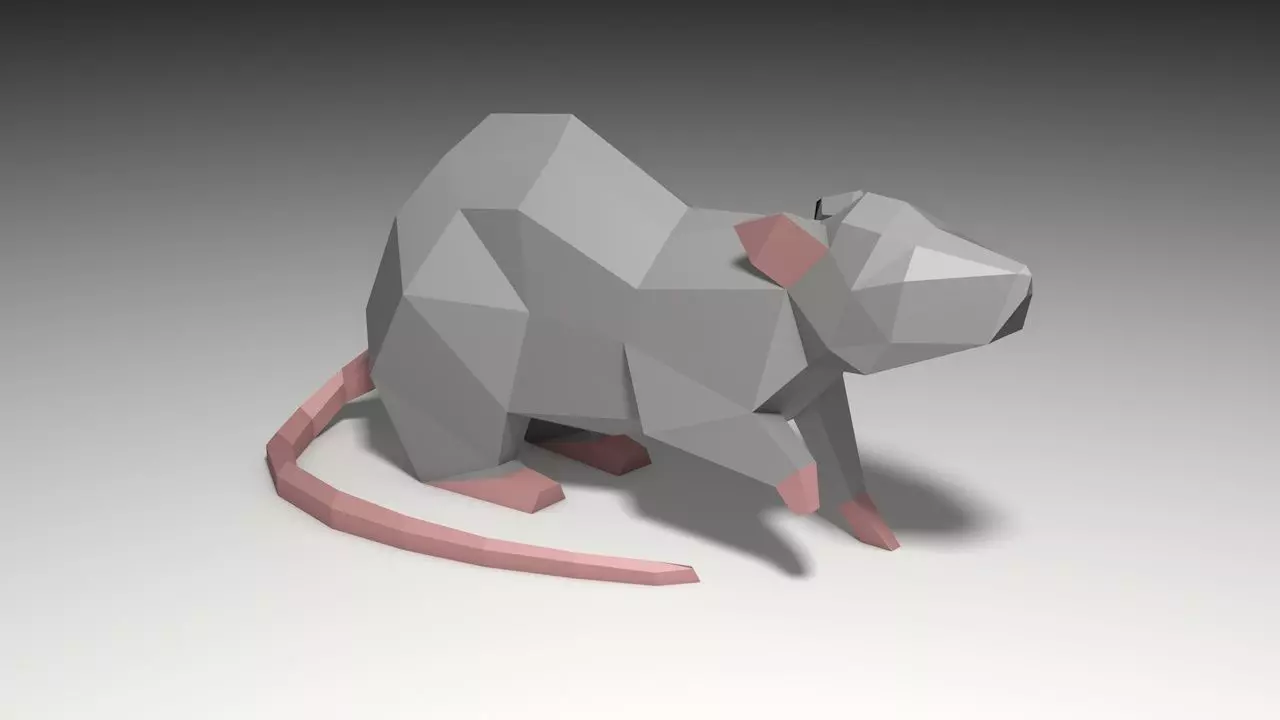 Low poly rat origami 3D print model_0