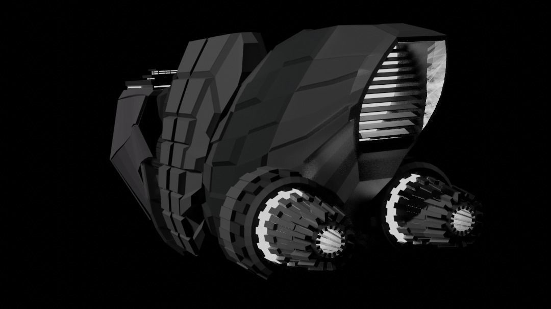 Low poly spacecraft spaceship Low-poly 3D model_4