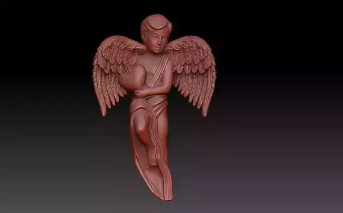 Angel with a heart 3D print model