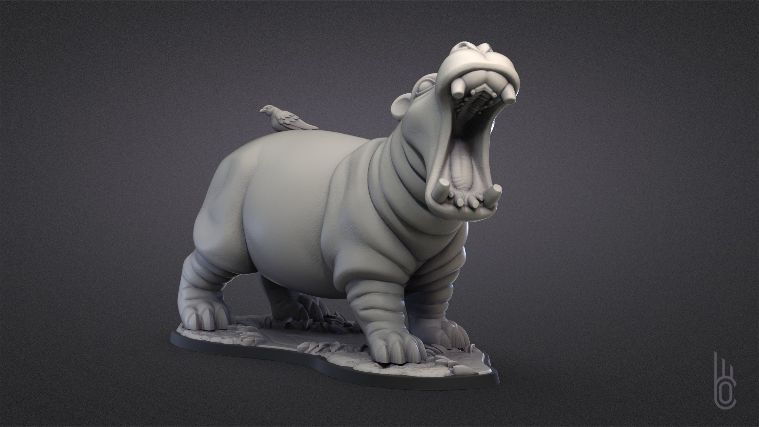 Hippopotamus 3D print model_4