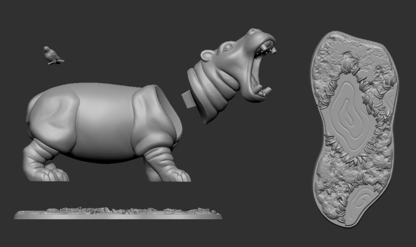 Hippopotamus 3D print model_12