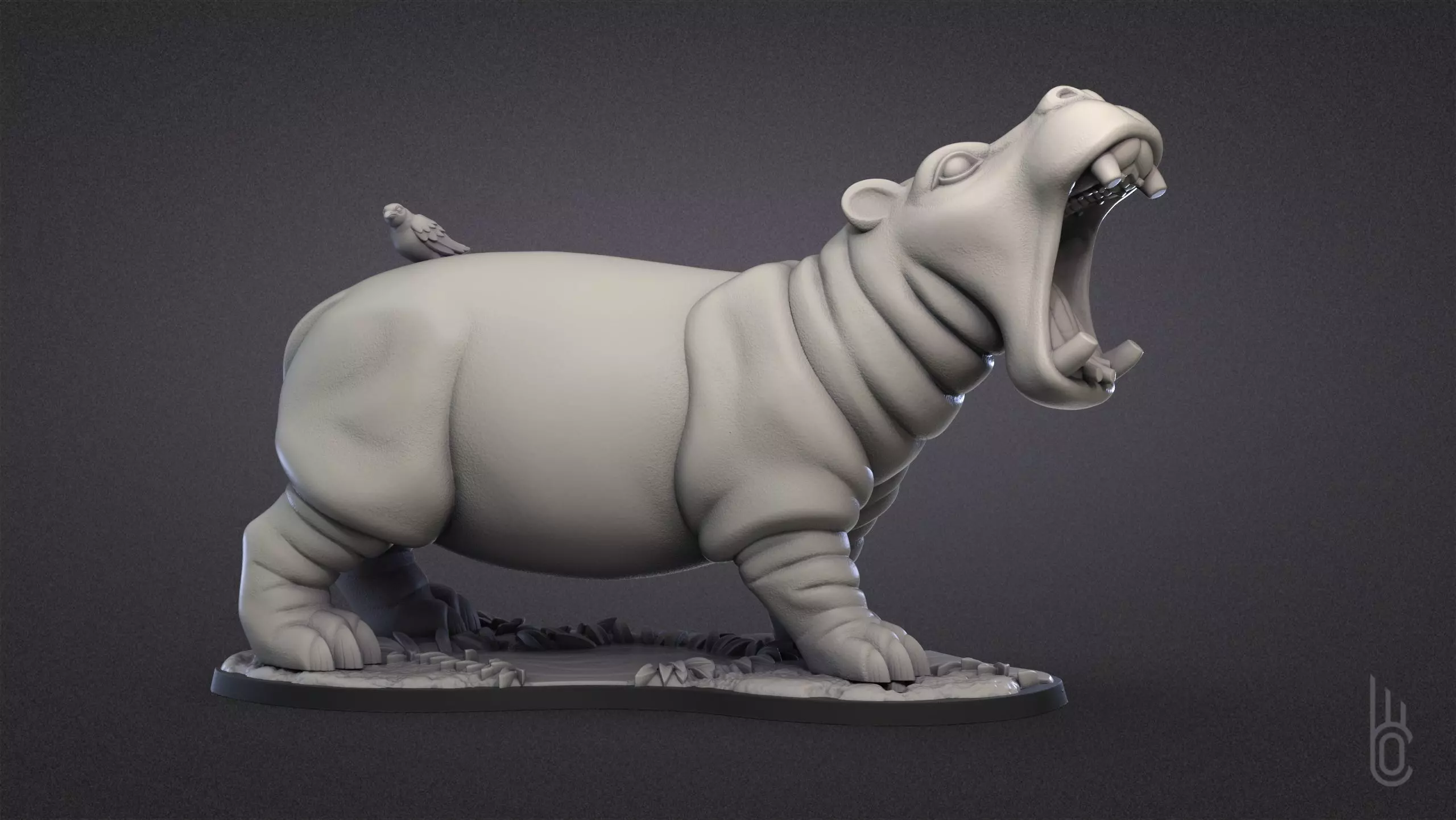 Hippopotamus 3D print model_0