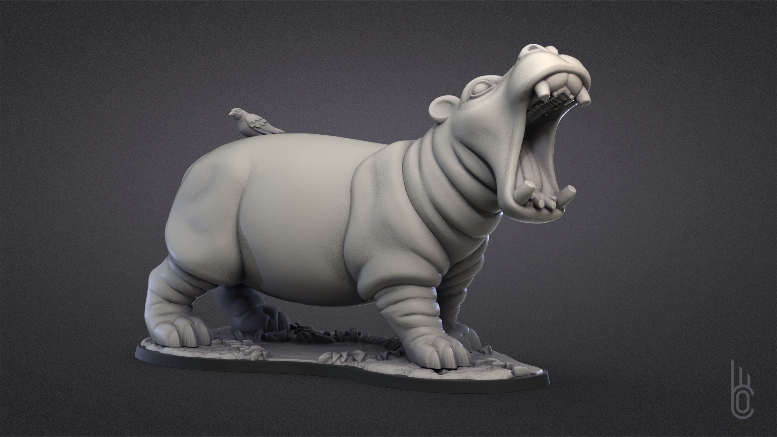 Hippopotamus 3D print model_2