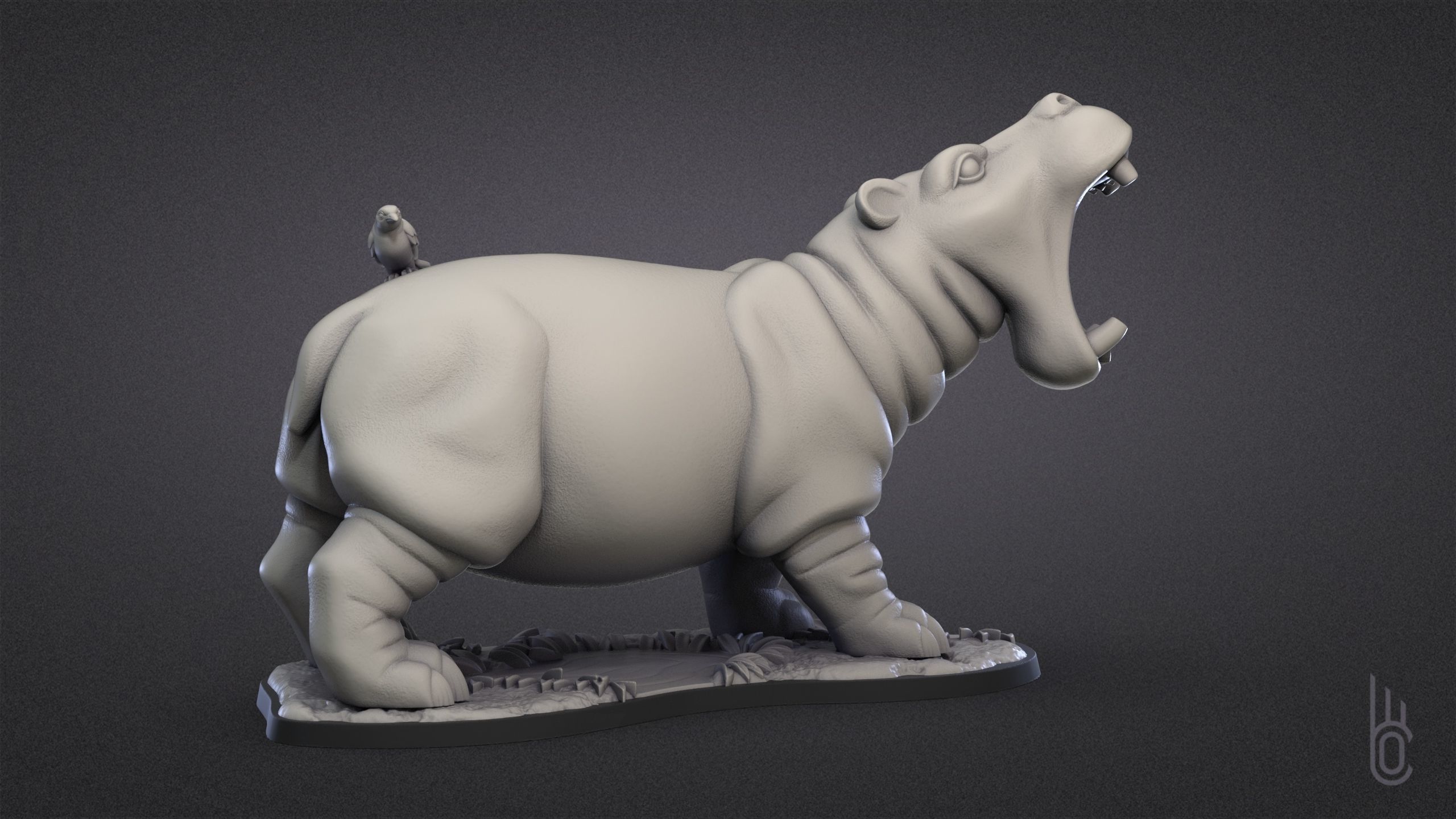 Hippopotamus 3D print model_9