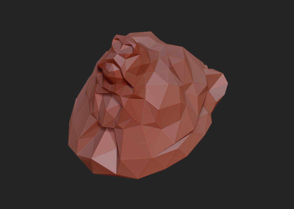 Low poly head bear 3D print model_9