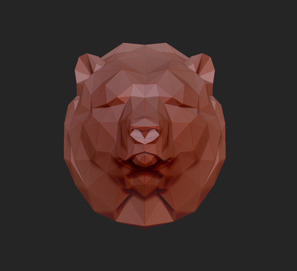Low poly head bear 3D print model_1