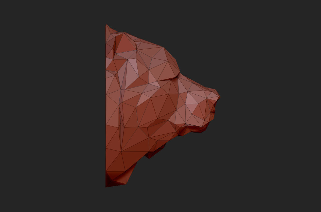 Low poly head bear 3D print model_7