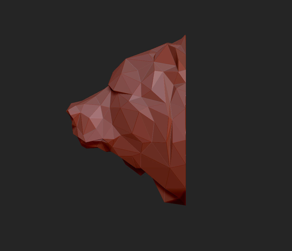 Low poly head bear 3D print model_3