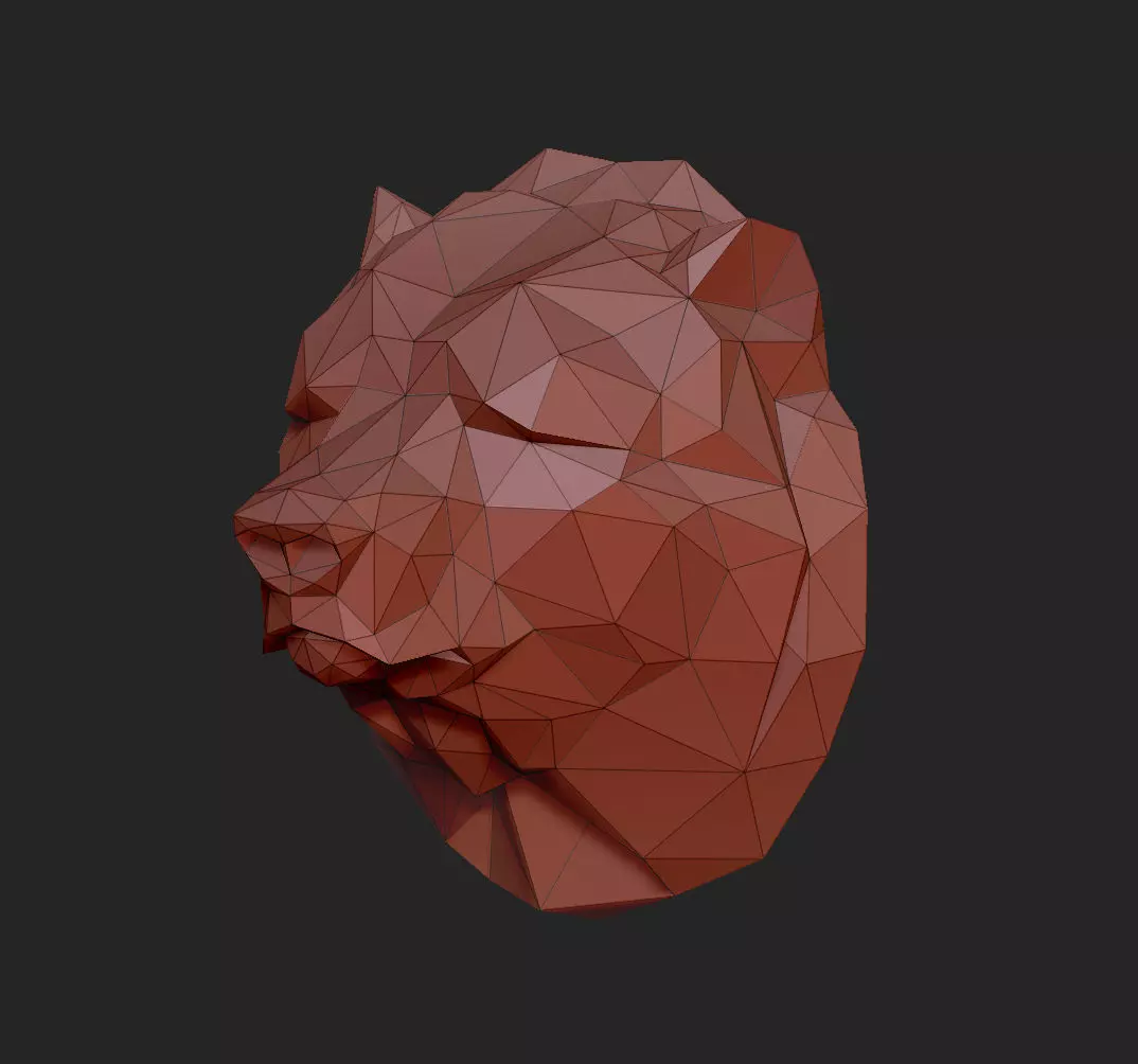 Low poly head bear 3D print model_0
