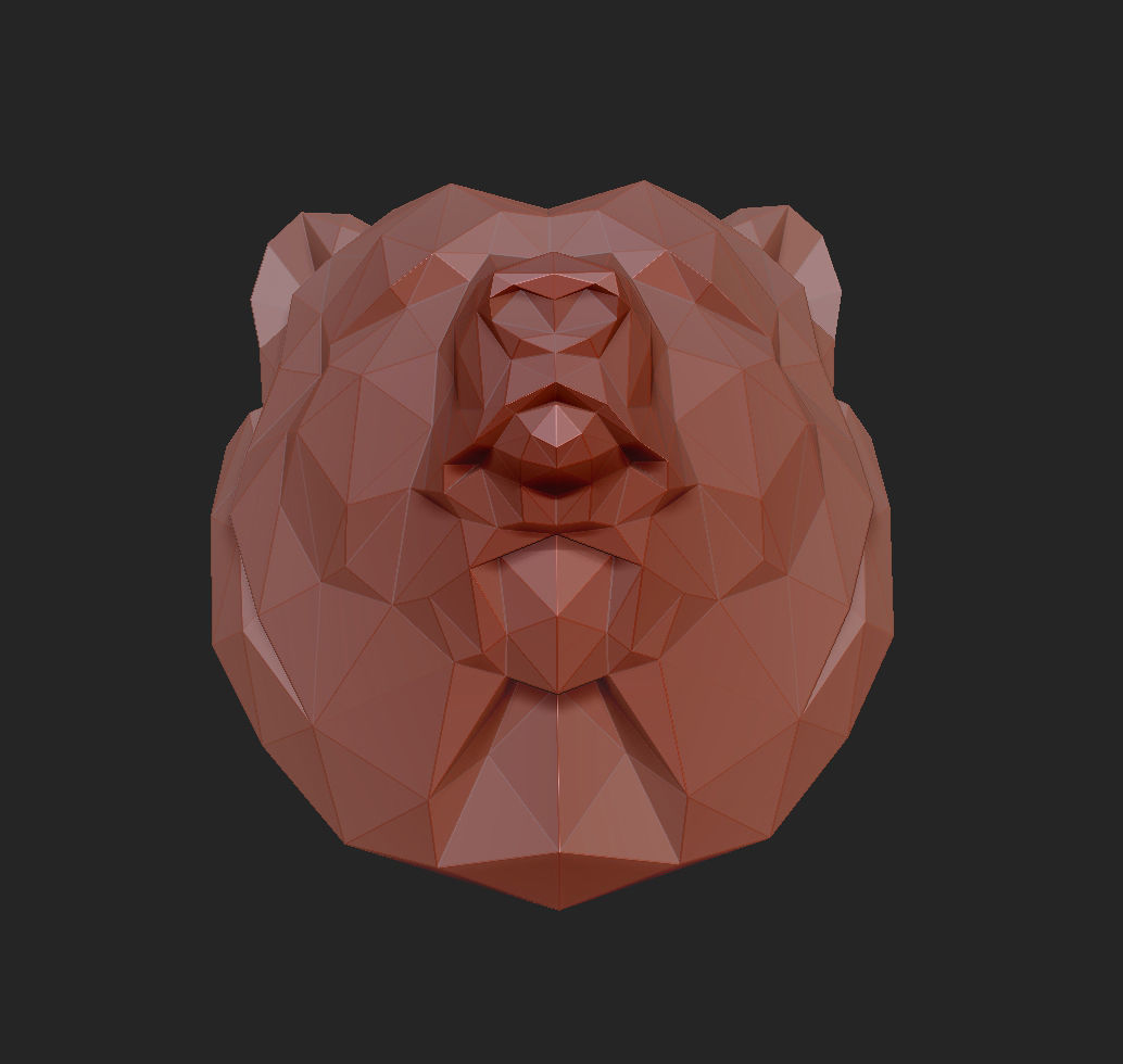 Low poly head bear 3D print model_12