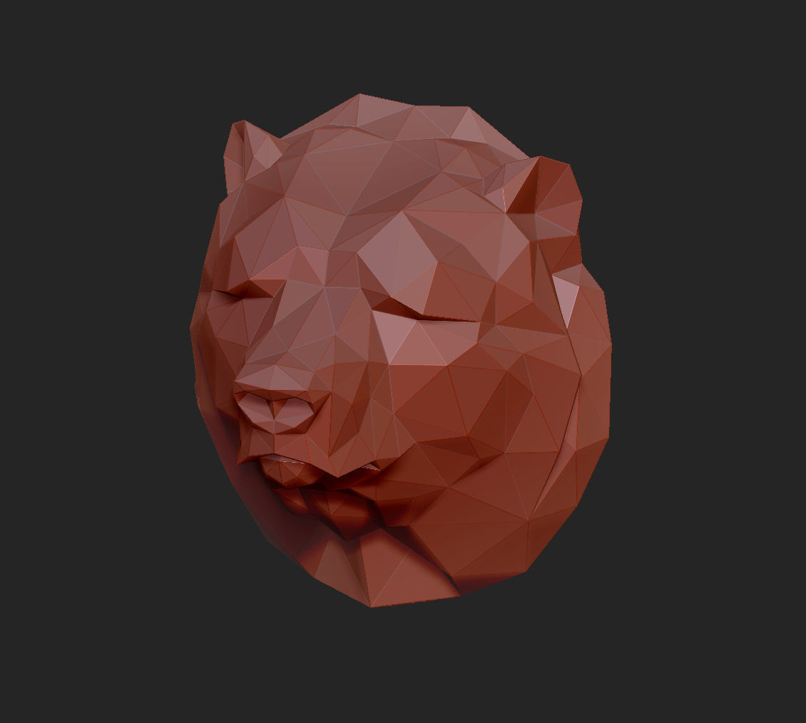 Low poly head bear 3D print model_11