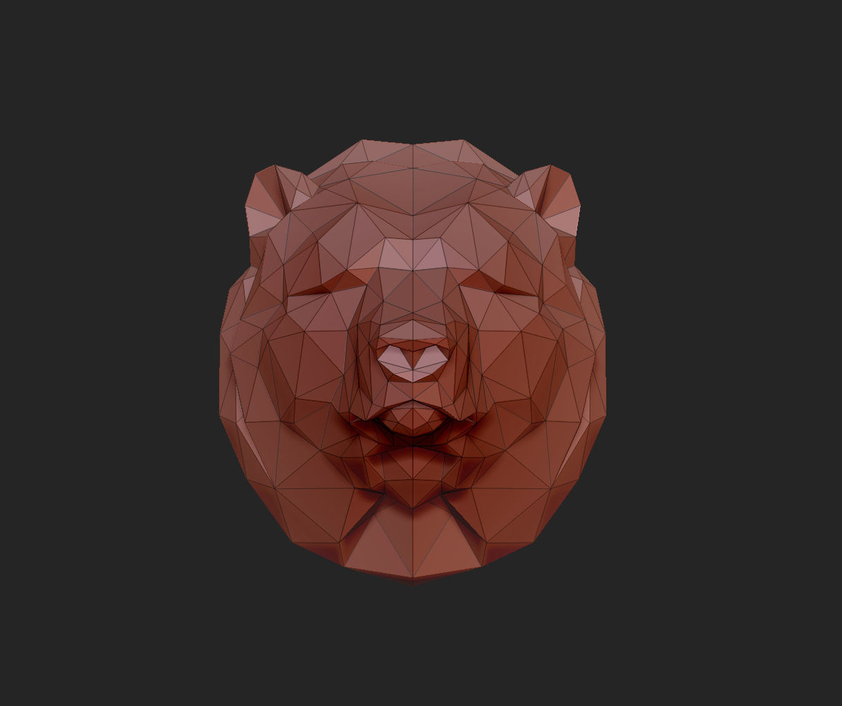 Low poly head bear 3D print model_2