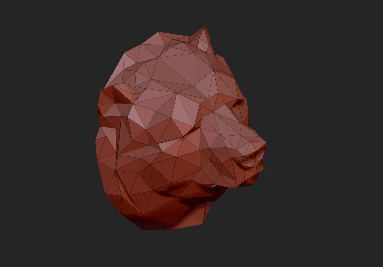 Low poly head bear 3D print model_10
