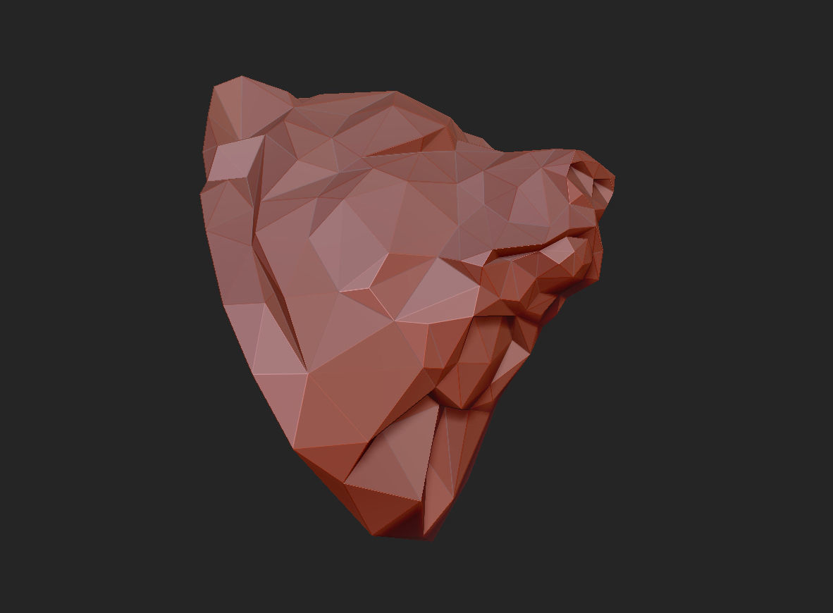 Low poly head bear 3D print model_8