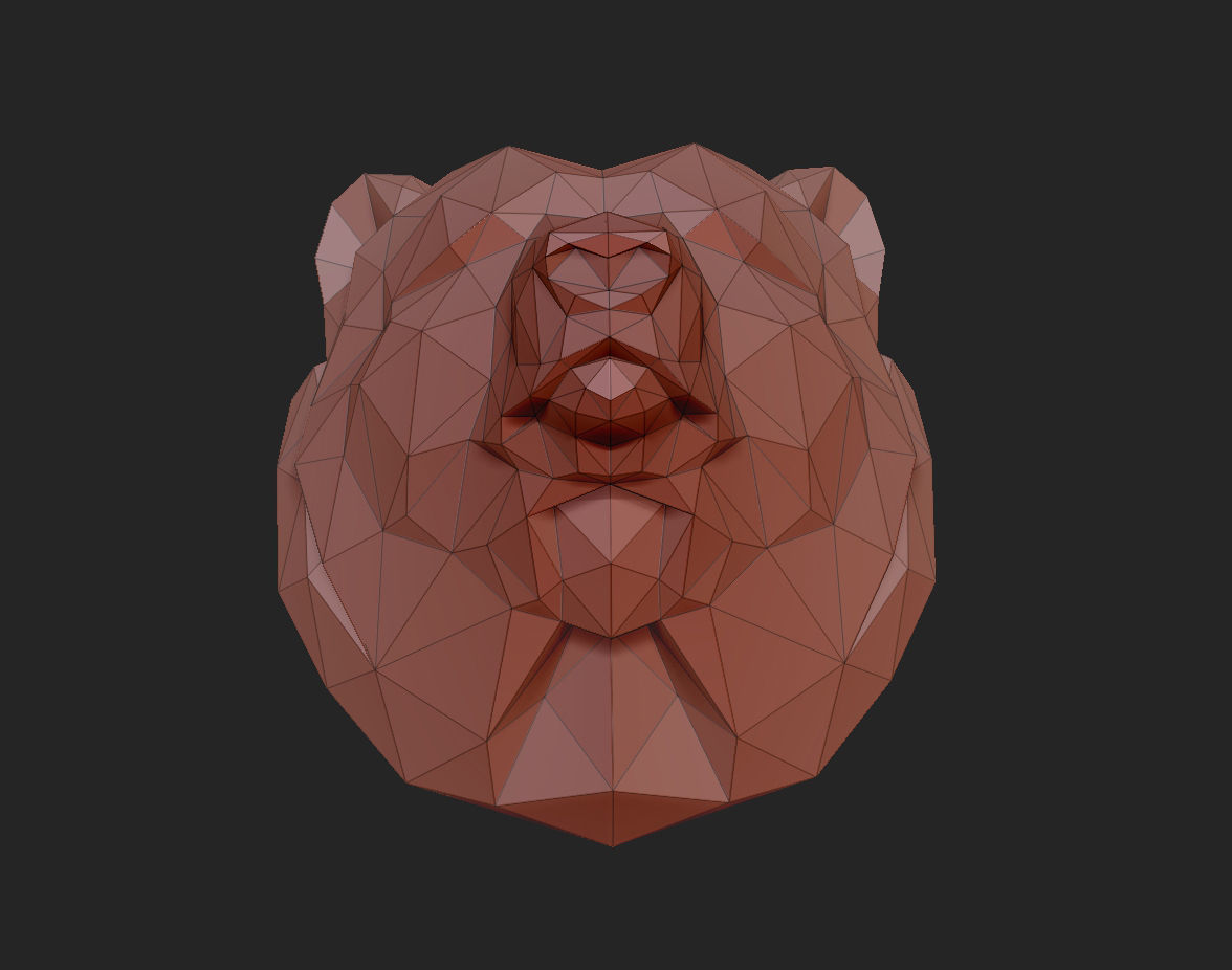 Low poly head bear 3D print model_13