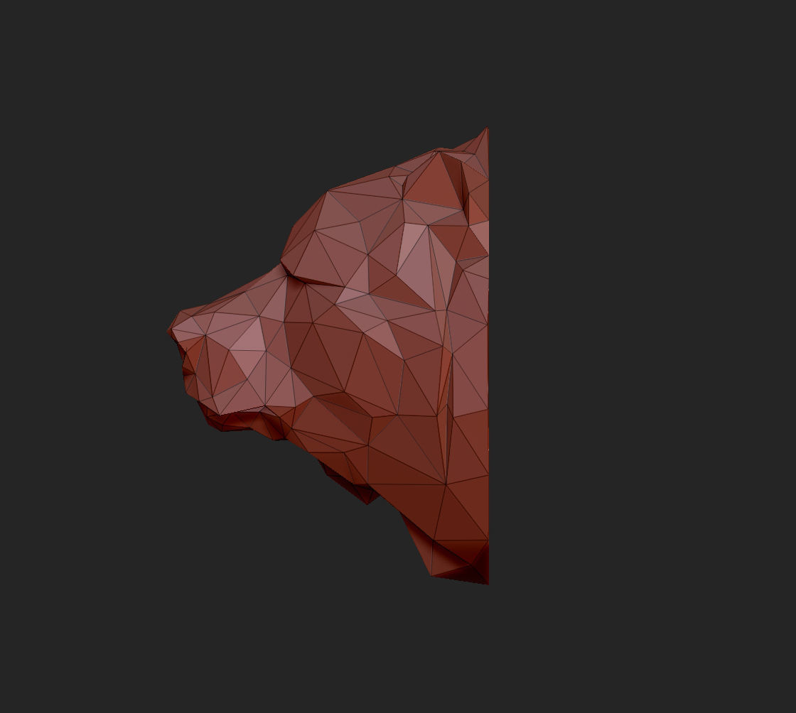 Low poly head bear 3D print model_4