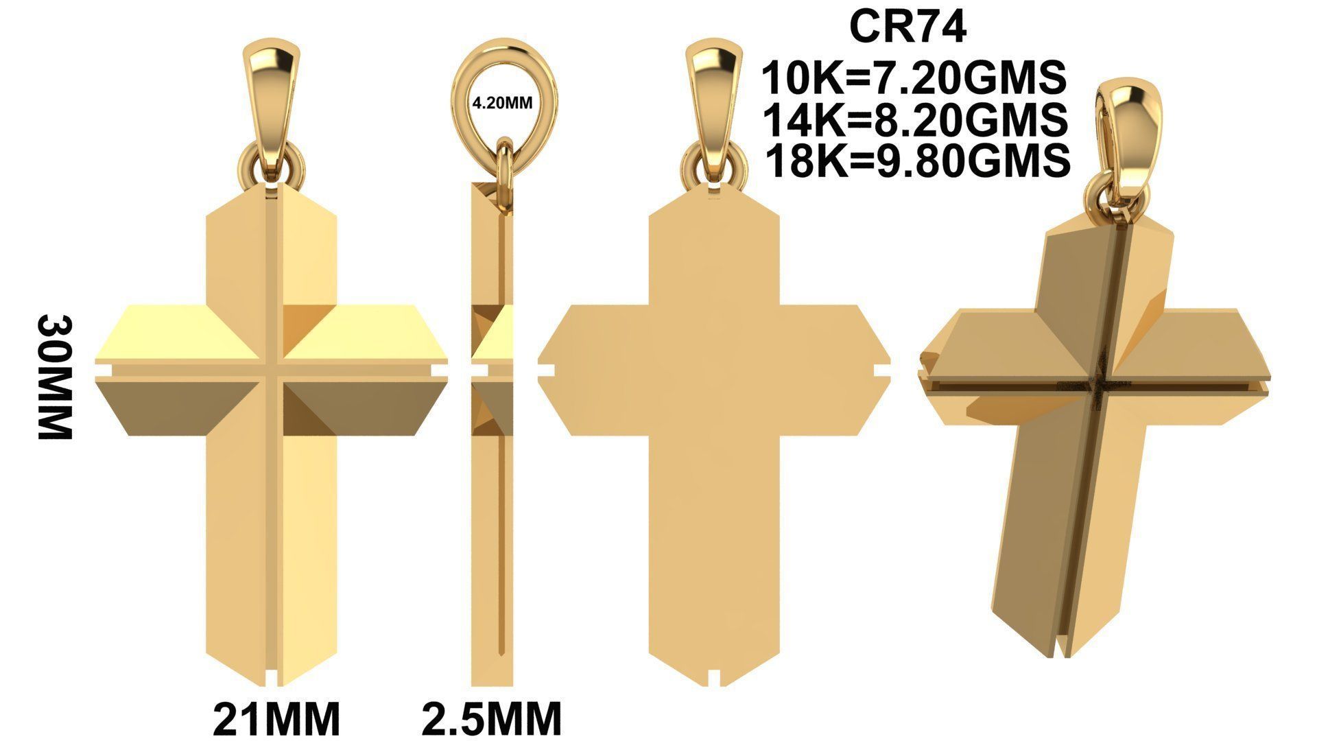 CROSS PENDANT CR74 3D print model_6