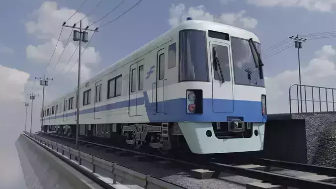  japan train fukuoka subway 1000 Low-poly 3D model