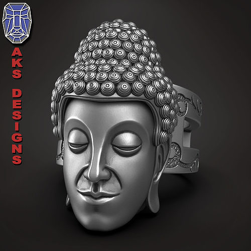 Ring religious jewelry Gautam buddha v1  3D print model