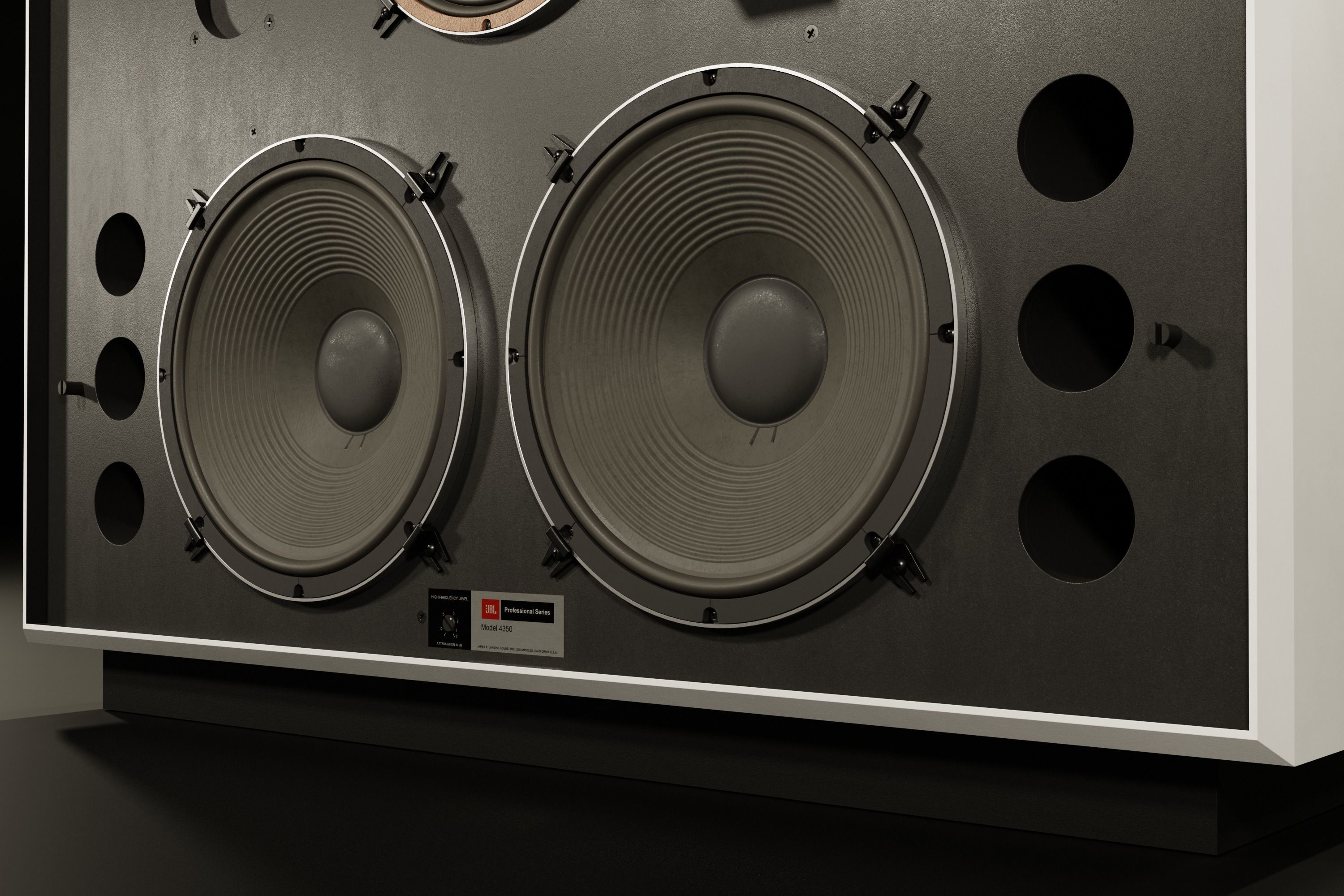 JBL 4350 Studio Monitors in Black 3D model_3