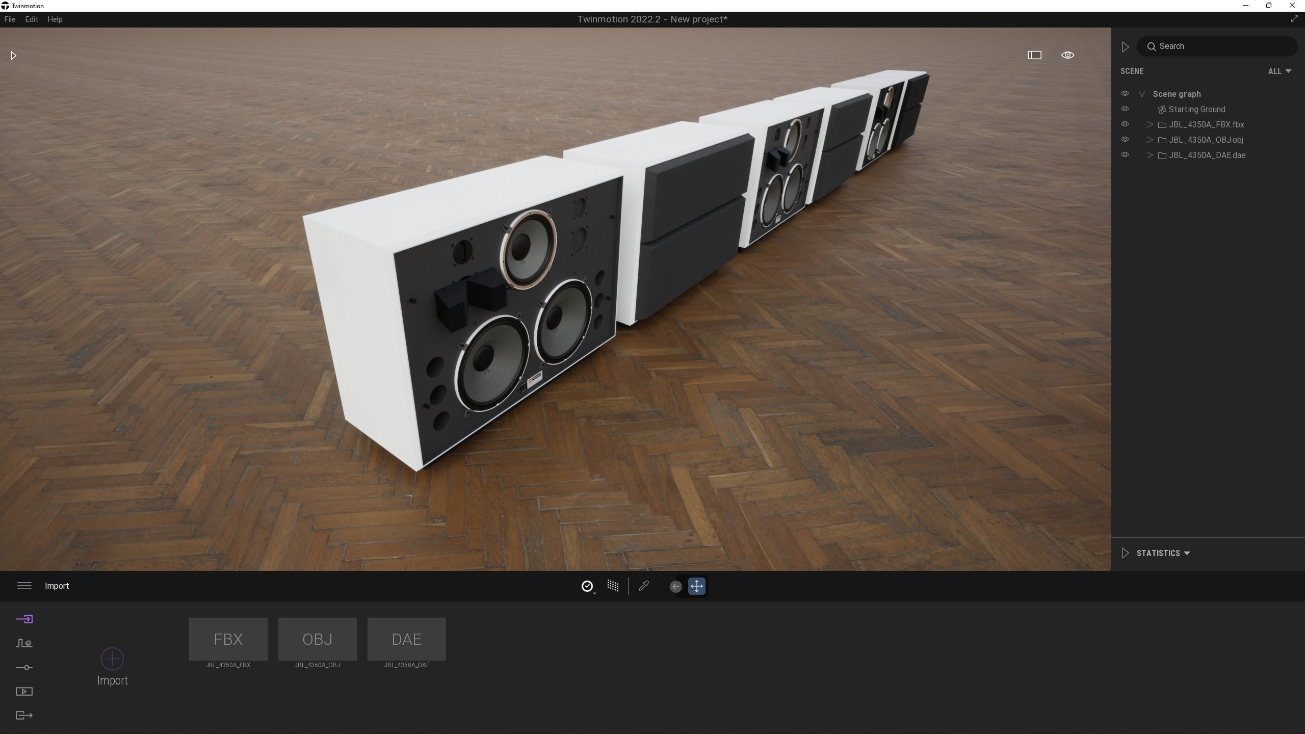 JBL 4350 Studio Monitors in Black 3D model_14