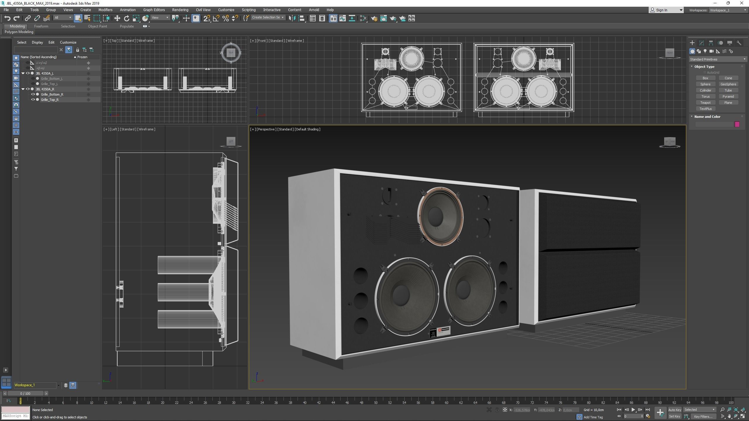 JBL 4350 Studio Monitors in Black 3D model_15