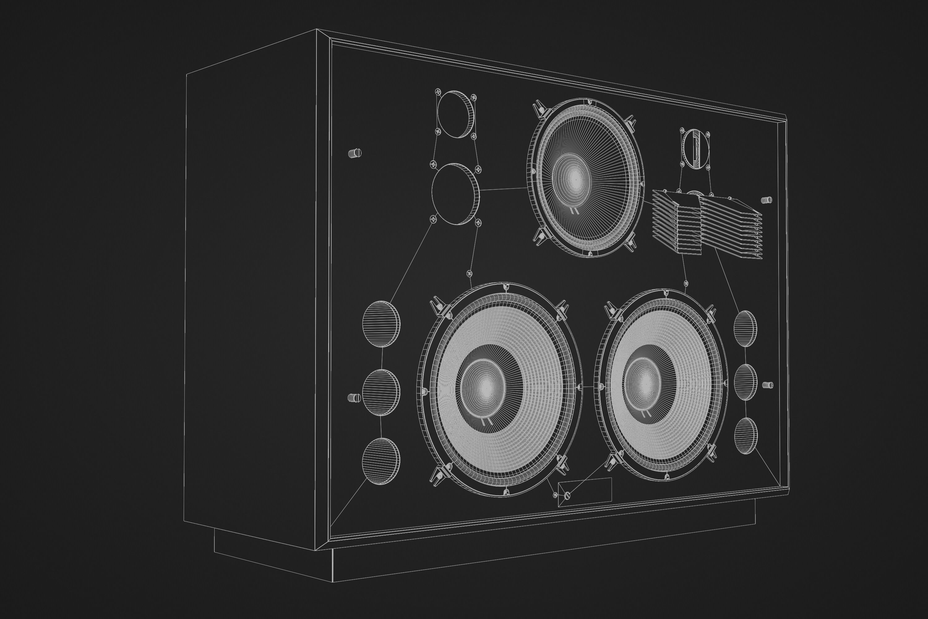 JBL 4350 Studio Monitors in Black 3D model_23