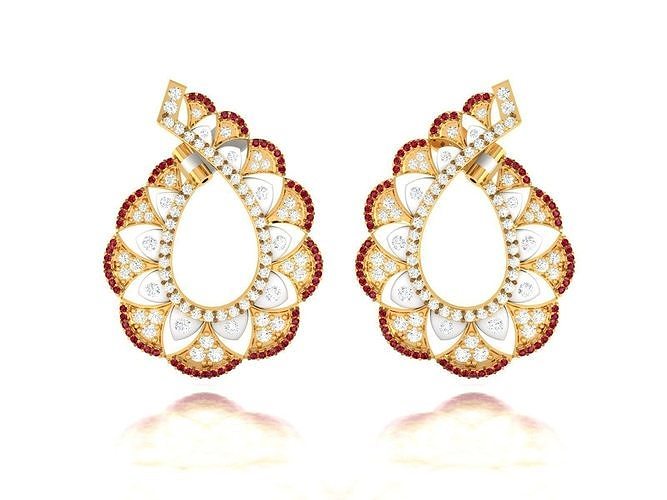 Women Earrings 3dm STL OBJ FBX Render Details 3D print model