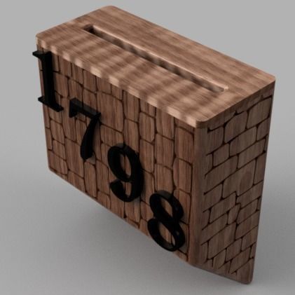 Mailbox wooden house number 3D print model_2