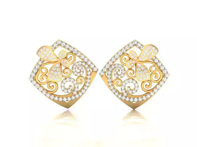 Women Earrings 3dm STL OBJ FBX Render Details