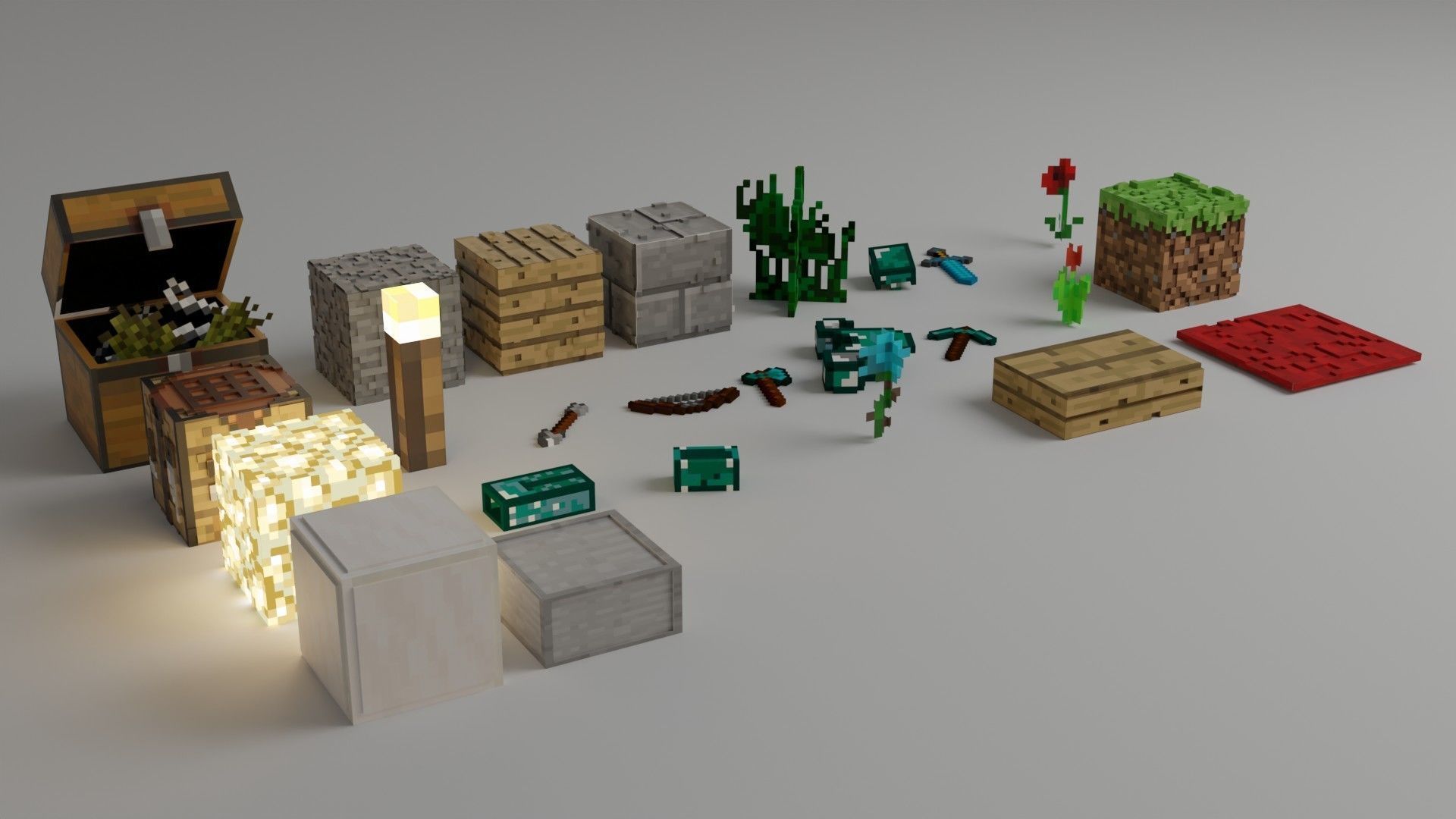 Minecraft basic pack  Free low-poly 3D model_7