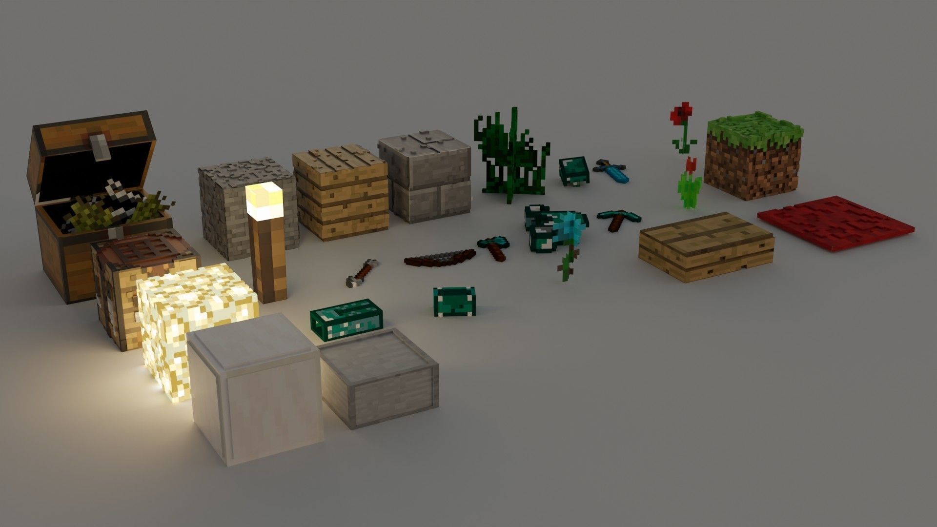 Minecraft basic pack  Free low-poly 3D model_6
