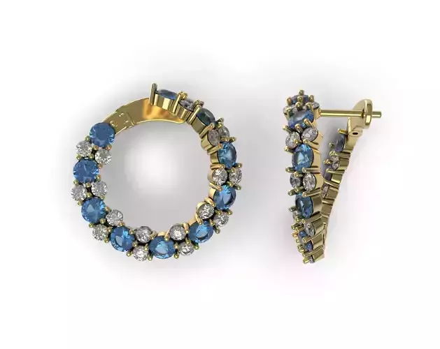 Colour Gemstone Round Hoop Earrings