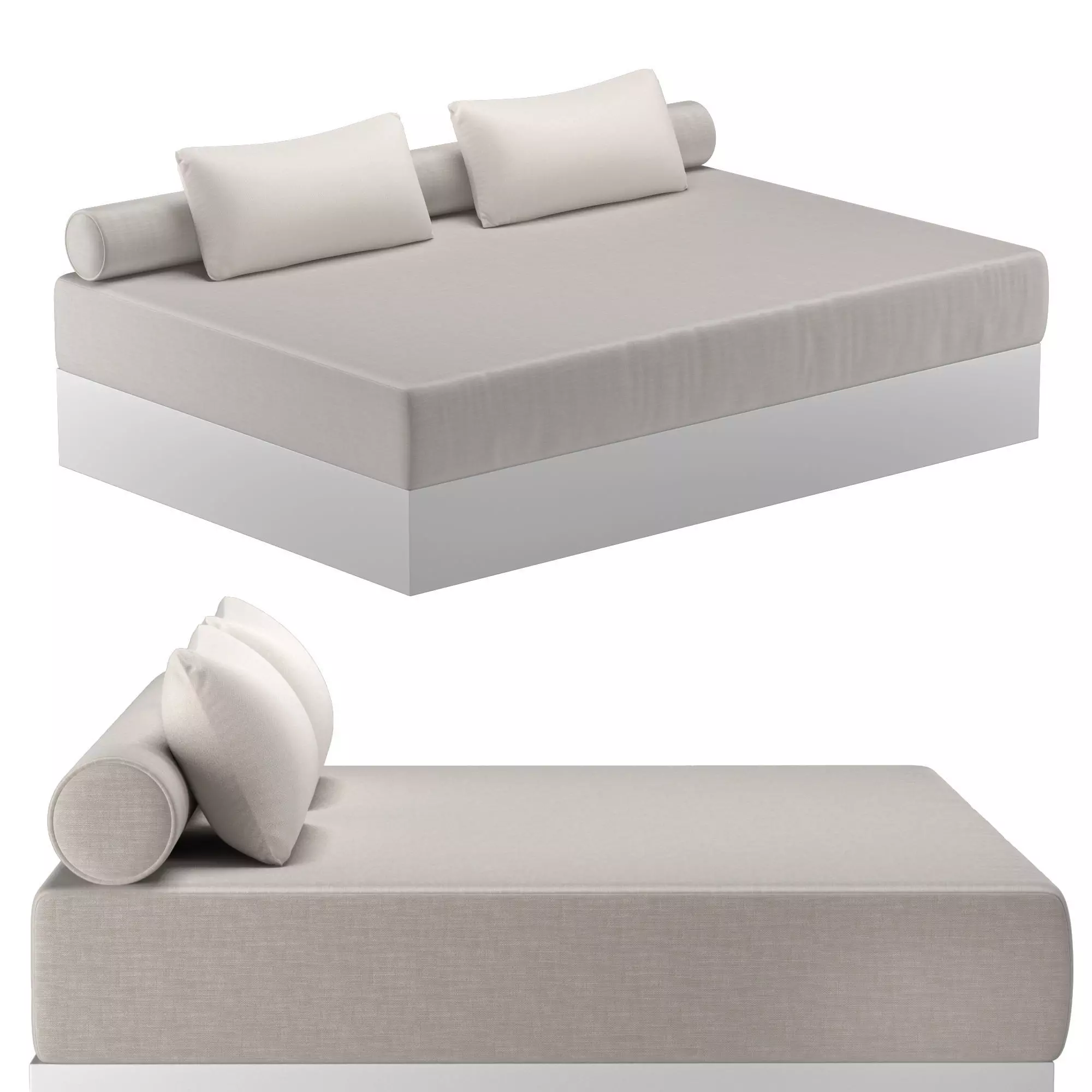 DAYBED modern bed frame with headboard and footboard 3D model_0