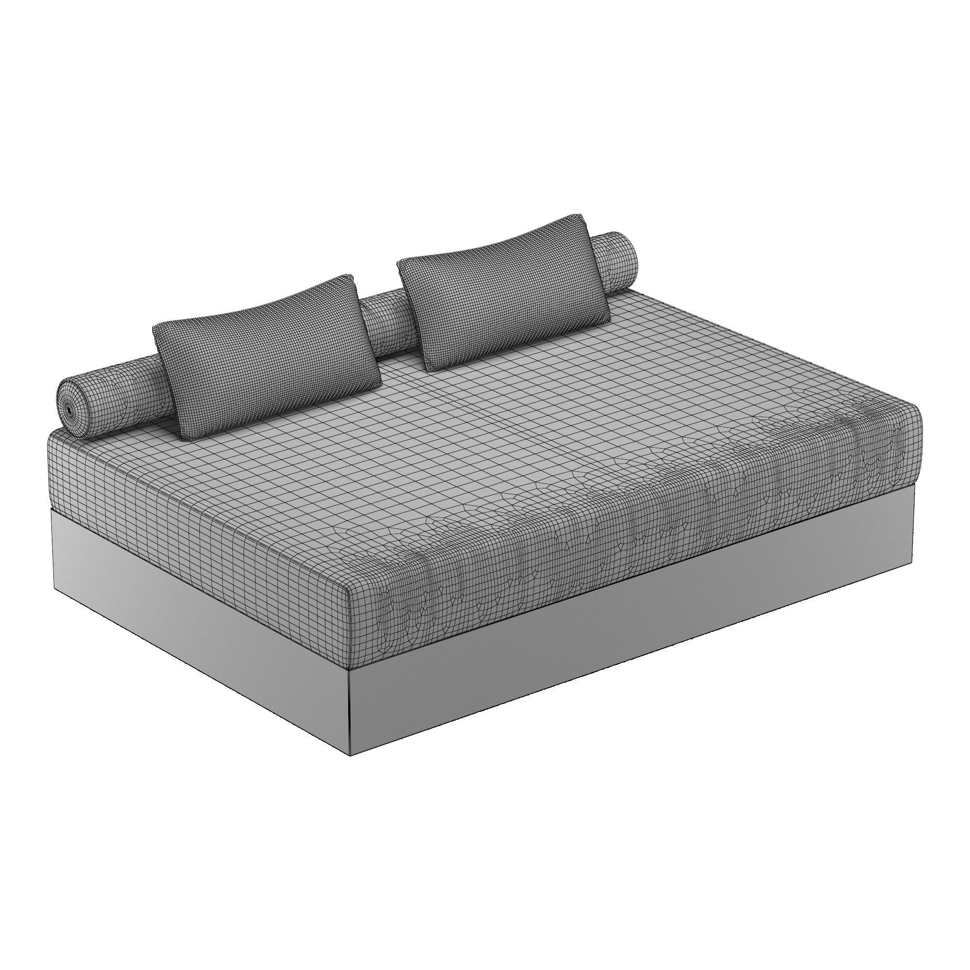 DAYBED modern bed frame with headboard and footboard 3D model_7