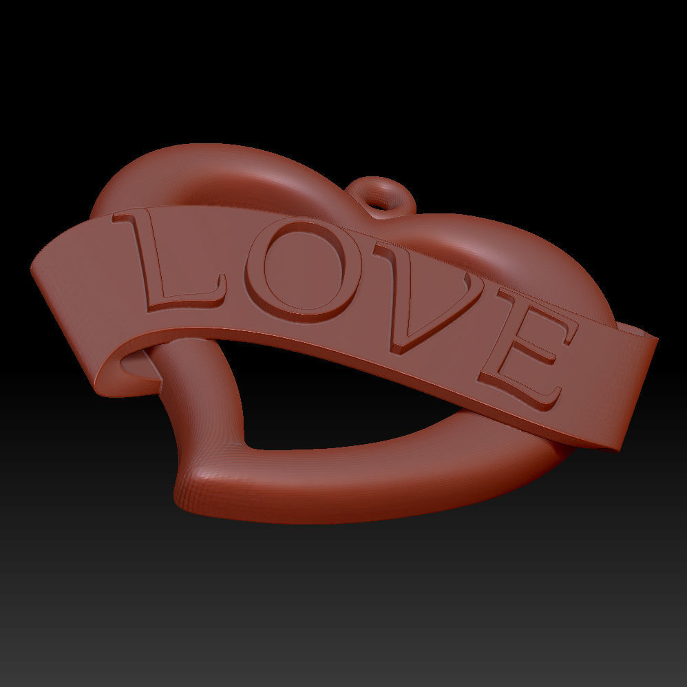 Heart pedant 3D print model_3