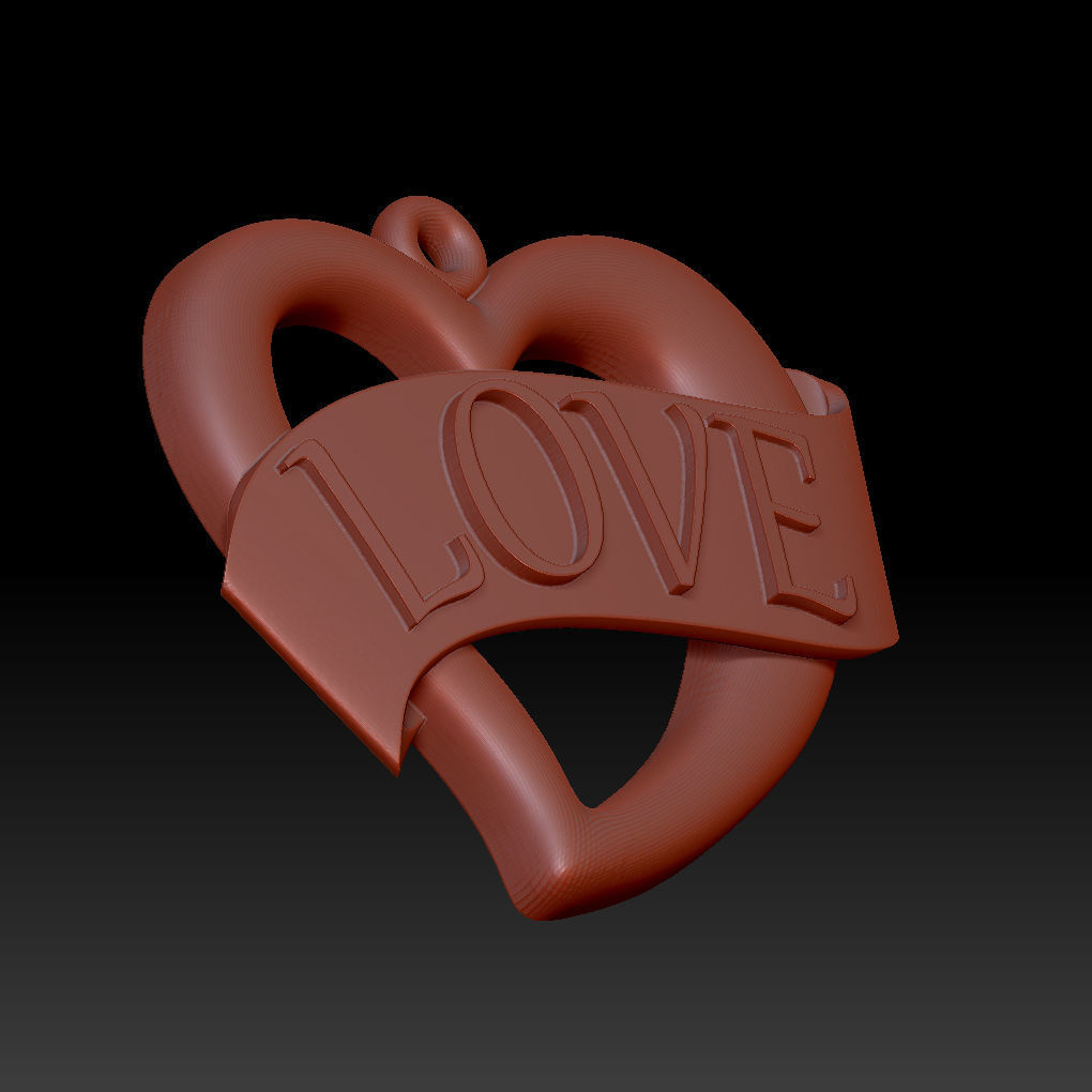 Heart pedant 3D print model_4