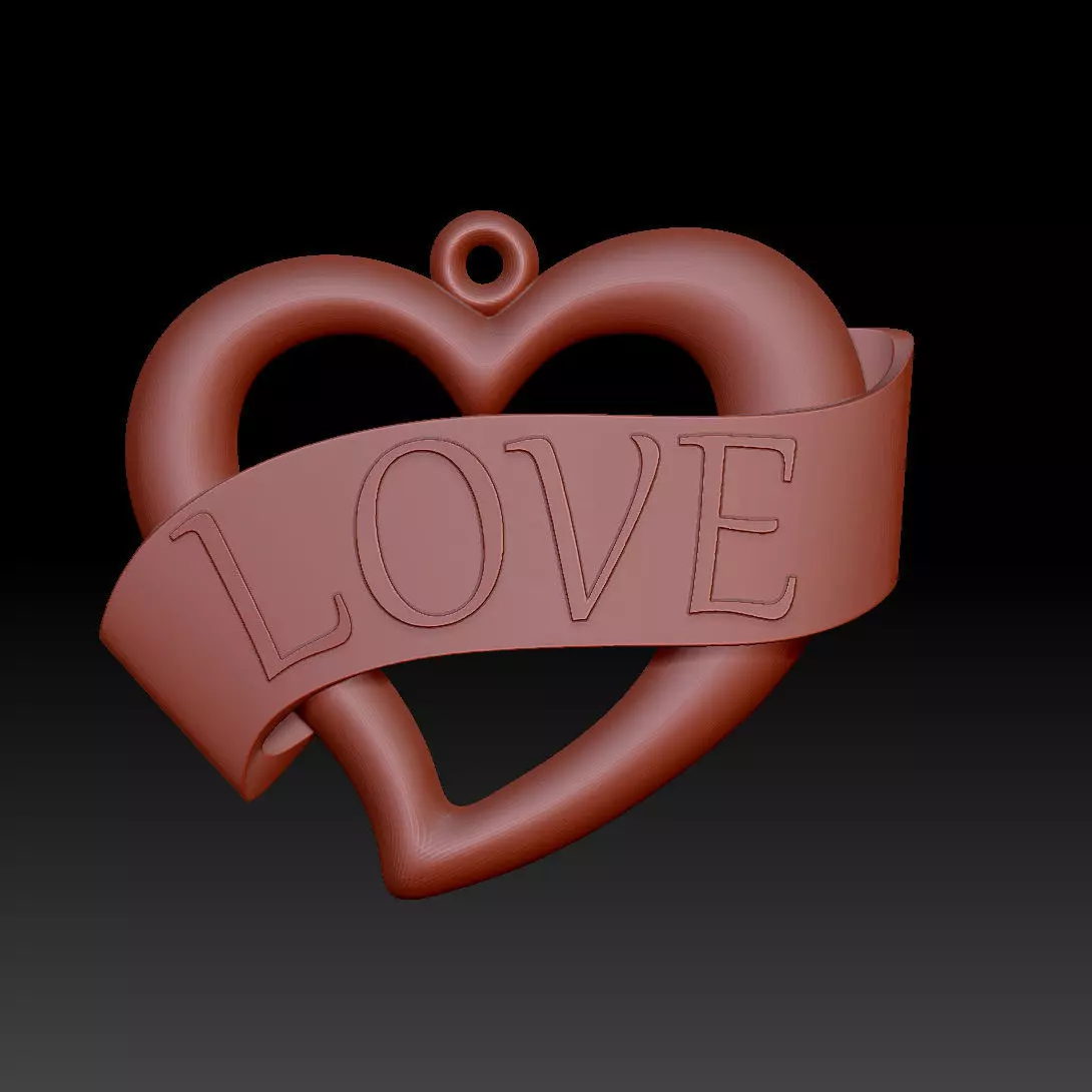 Heart pedant 3D print model_0