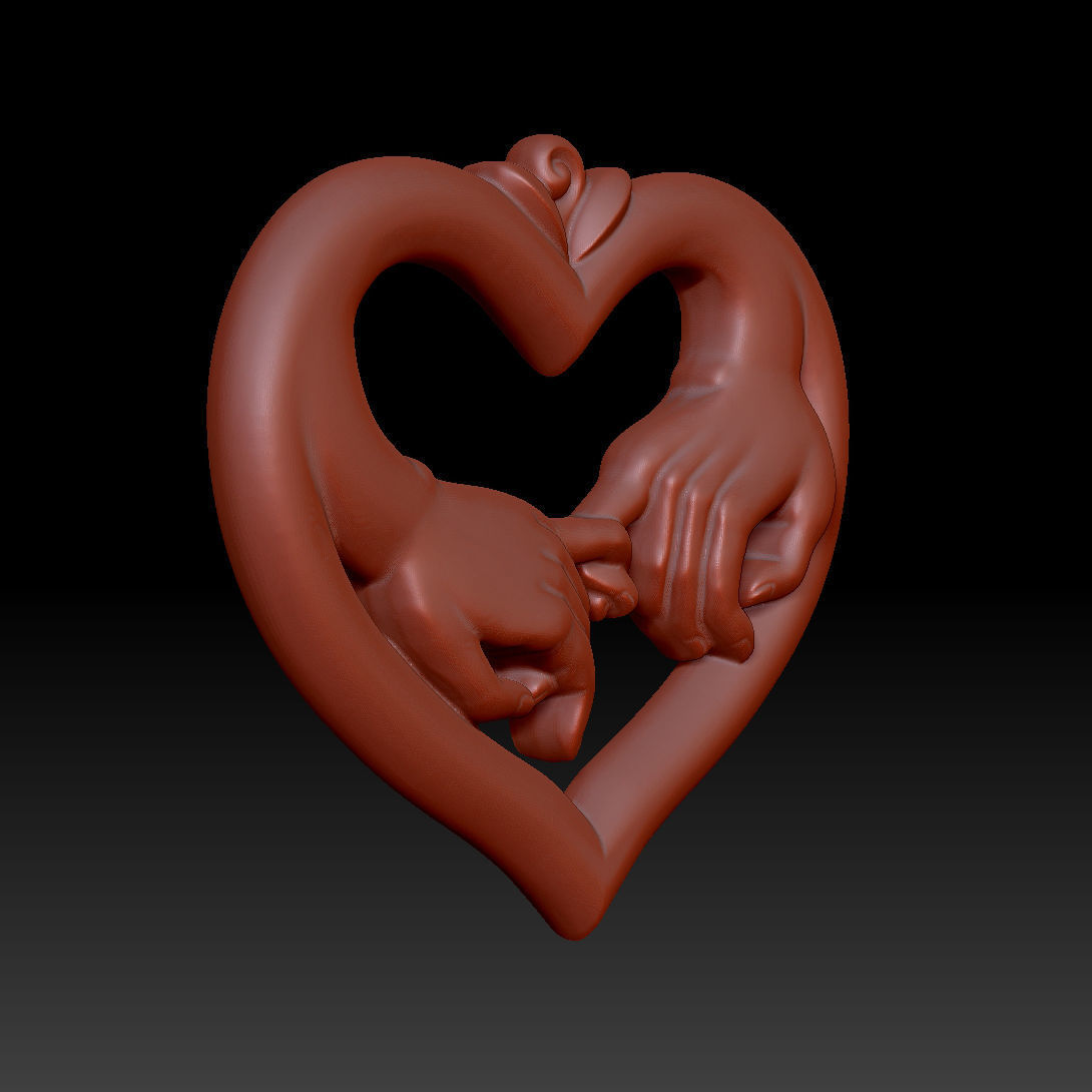 heart with hands 3D print model_4