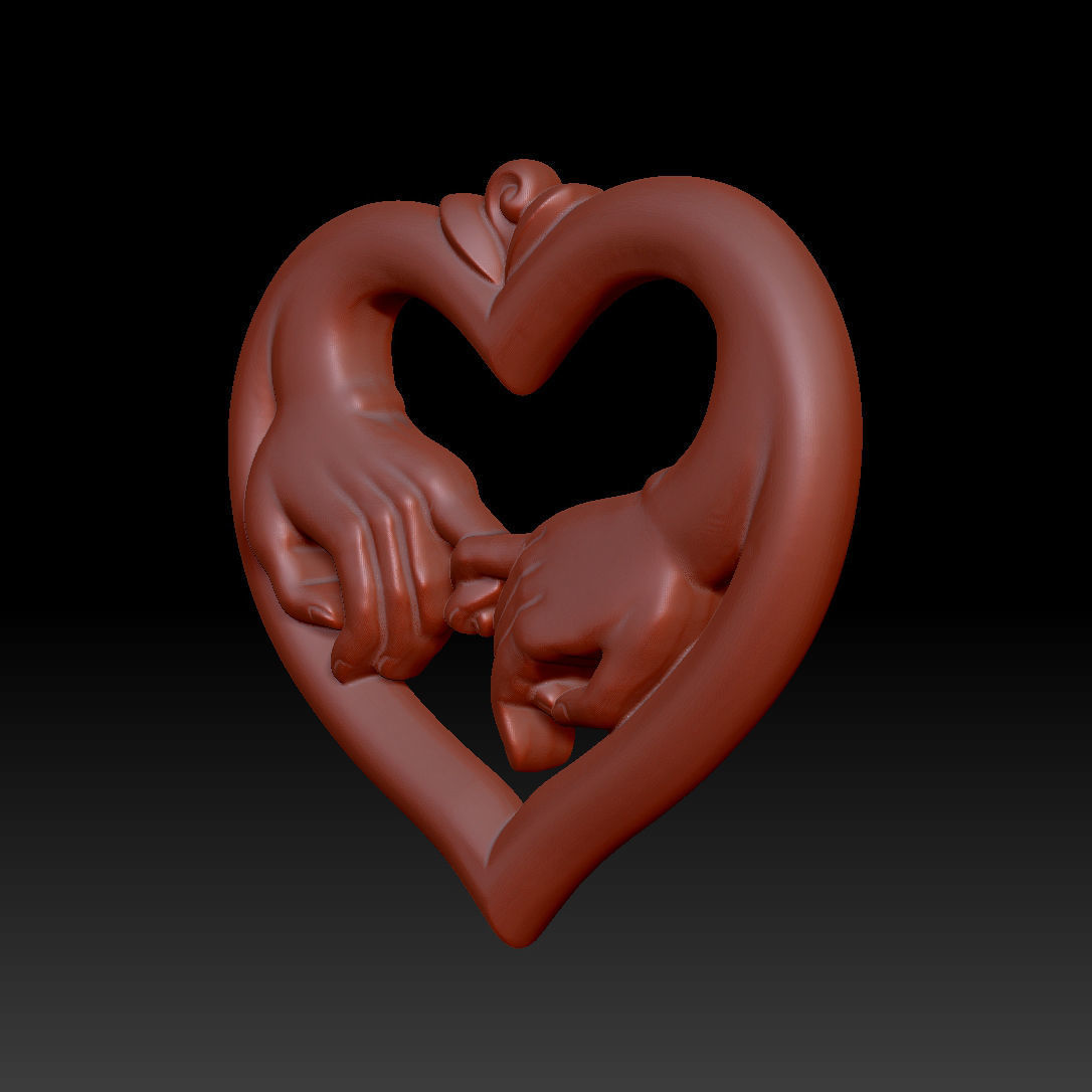 heart with hands 3D print model_3
