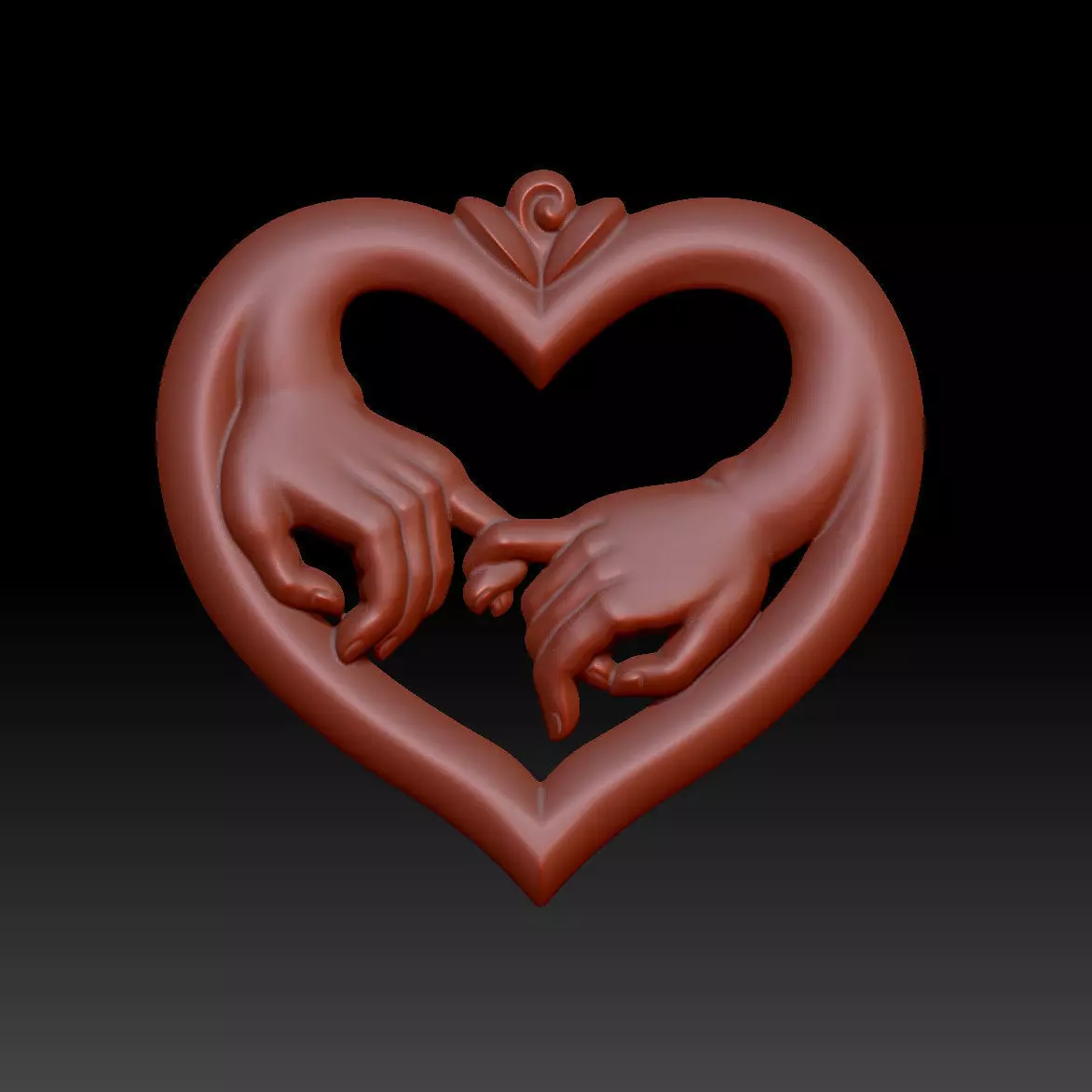 heart with hands 3D print model_0