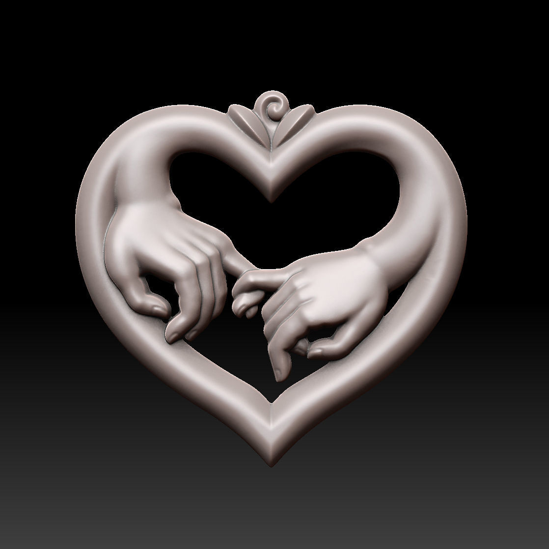 heart with hands 3D print model_1