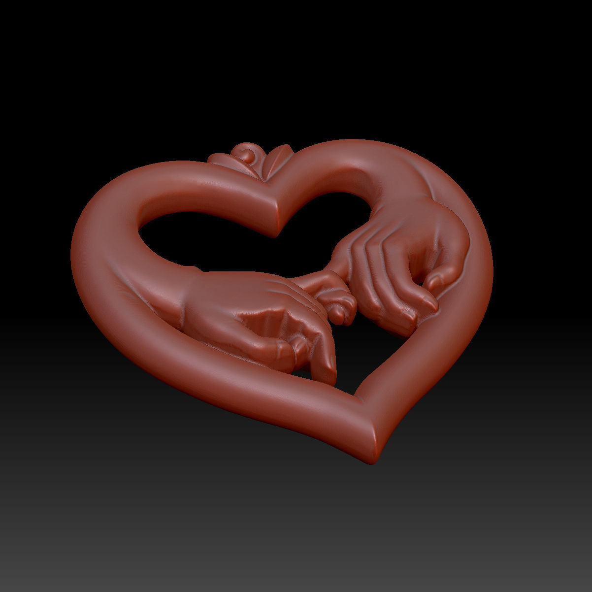heart with hands 3D print model_5